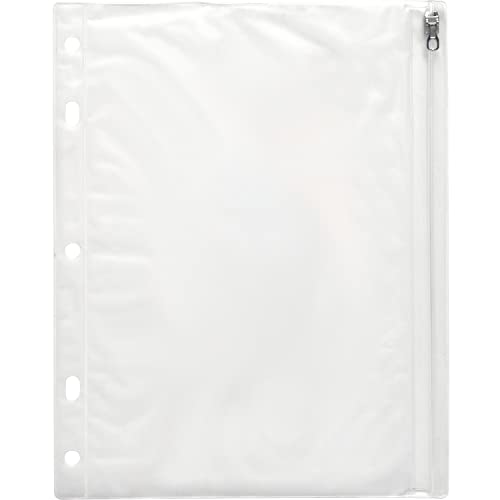 Business Source حافظة حلقات جيب، بسحاب، من الفينيل، مثقوبة، 10.5"x8"، CL - Image 5
