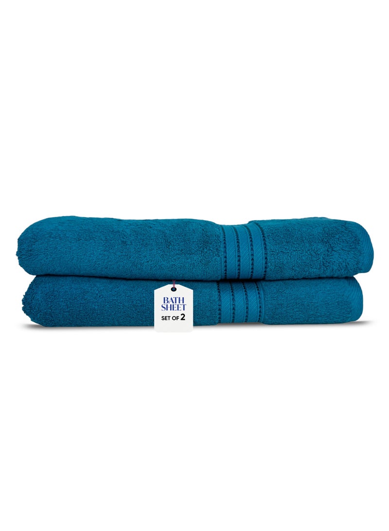 كاسينو Kassino Jumbo Bath Sheet (2 Pack, 80x160 cm) - 580 GSM Large Bath Towel,100% Combed Cotton, Soft & Quick-Dry Oversized Towels, Highly Absorbent, Double Stitched Hotel Quality Towels | Petrol  - Image 1