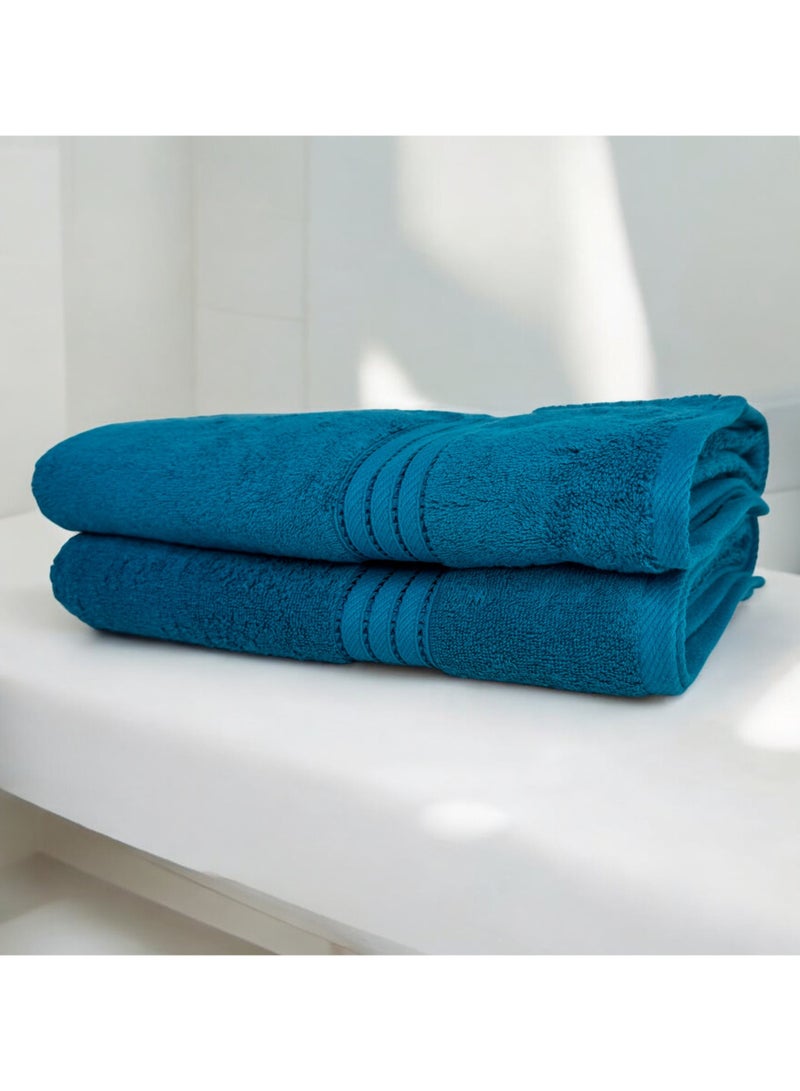 كاسينو Kassino Jumbo Bath Sheet (2 Pack, 80x160 cm) - 580 GSM Large Bath Towel,100% Combed Cotton, Soft & Quick-Dry Oversized Towels, Highly Absorbent, Double Stitched Hotel Quality Towels | Petrol  - Image 2