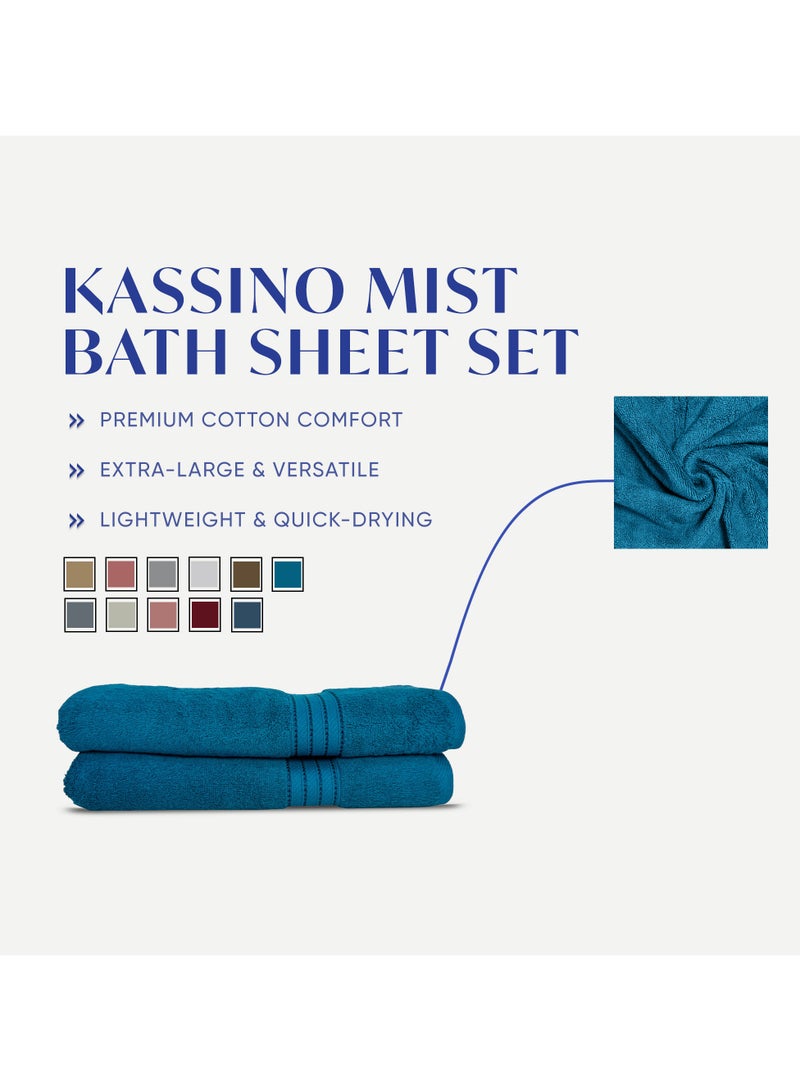 كاسينو Kassino Jumbo Bath Sheet (2 Pack, 80x160 cm) - 580 GSM Large Bath Towel,100% Combed Cotton, Soft & Quick-Dry Oversized Towels, Highly Absorbent, Double Stitched Hotel Quality Towels | Petrol  - Image 3