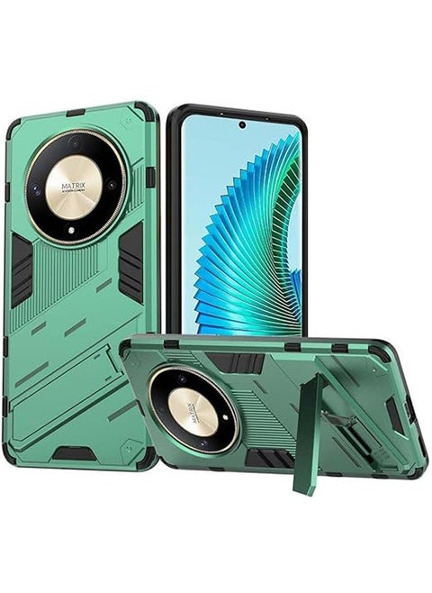 Honor Magic 6 Lite 5G/Honor X9b حافظة هاتف، حافظة من السيليكون الناعم والبلاستيك الصلب مقاومة للصدمات، حافظة هاتف مع حامل قابل للطي، تصميم مانع للانزلاق والدرع