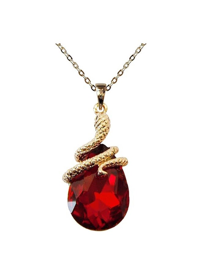 YJ Luxury Snake Wrap Red Crystal Jewelry Set, Gold Plated Teardrop Gem Necklace & Earrings - Image 4