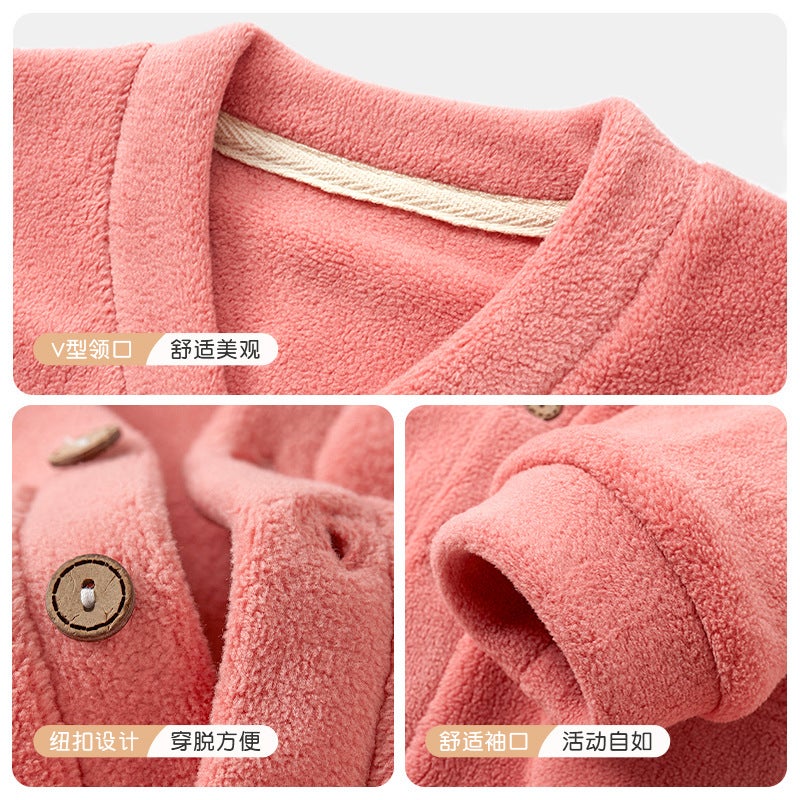 Baby Coat Spring, Children'S Fleece-Lined Coat Boys' And Girls' Outer Wear Warm Western Style Clothes Baby Autumn Clothes - Image 4