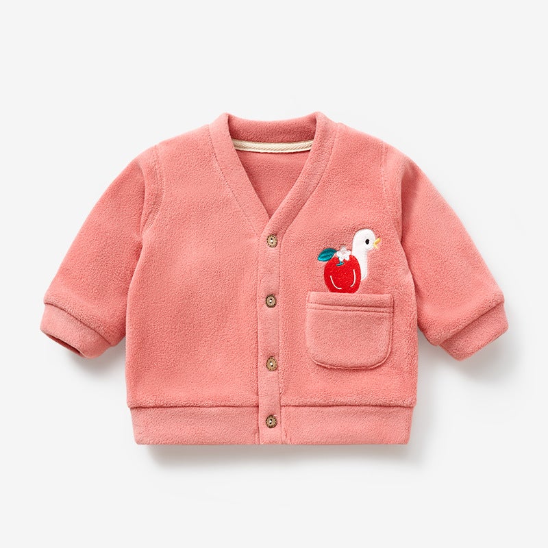 Baby Coat Spring, Children'S Fleece-Lined Coat Boys' And Girls' Outer Wear Warm Western Style Clothes Baby Autumn Clothes - Image 1