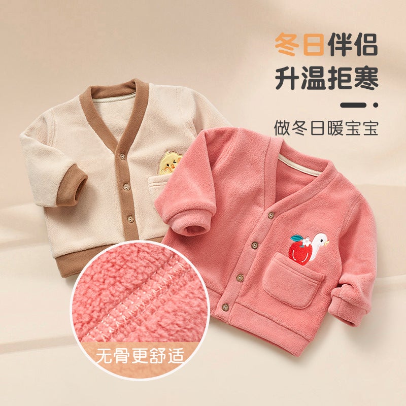 Baby Coat Spring, Children'S Fleece-Lined Coat Boys' And Girls' Outer Wear Warm Western Style Clothes Baby Autumn Clothes - Image 3