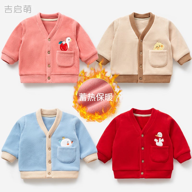 Baby Coat Spring, Children'S Fleece-Lined Coat Boys' And Girls' Outer Wear Warm Western Style Clothes Baby Autumn Clothes - Image 2