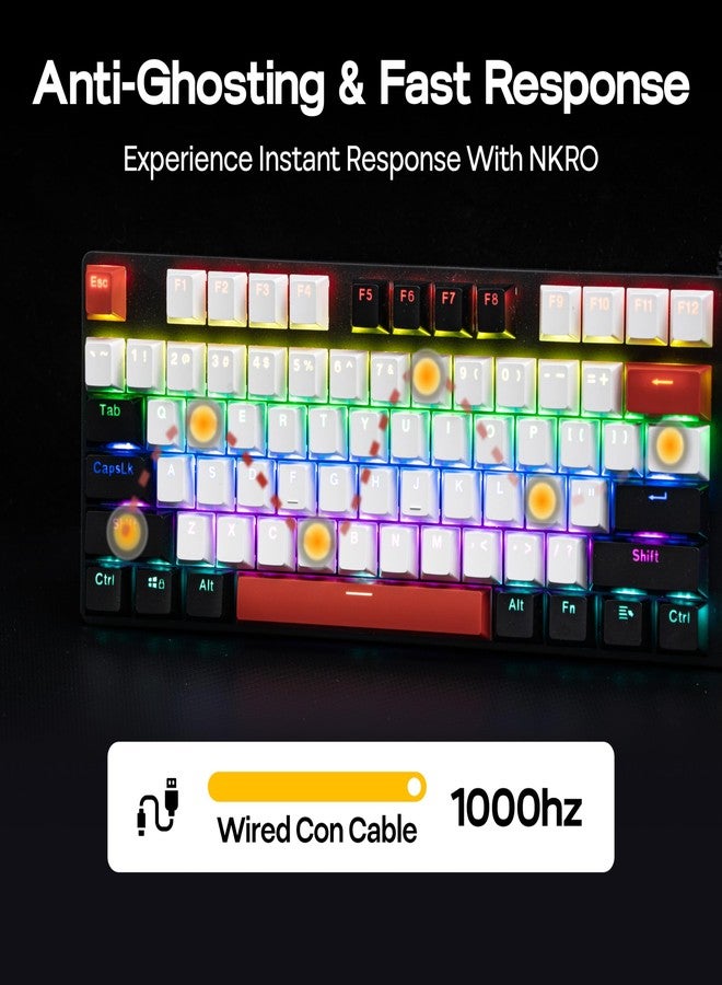 MechLands Aula S500 Wired Gaming Keyboard, 100% Full Size Mechanical Keyboard with Number Pad, 104 Keys, NKRO, RGB Backlits, Shine Through Keycaps, Ergonomic for PC E-Sports (Black&Red, Blue Switch) - Image 5