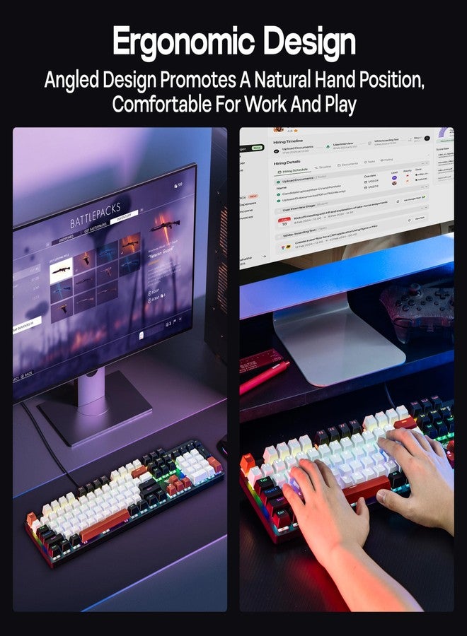 MechLands Aula S500 Wired Gaming Keyboard, 100% Full Size Mechanical Keyboard with Number Pad, 104 Keys, NKRO, RGB Backlits, Shine Through Keycaps, Ergonomic for PC E-Sports (Black&Red, Blue Switch) - Image 3