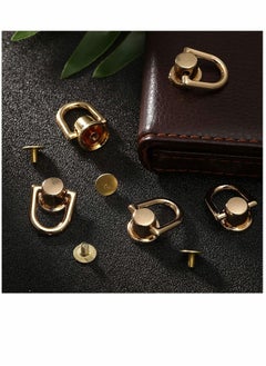 Generic 12 Pieces D Ring Stud Screw Ball Post Head Buttons with D Ring and Stud Screw, Metal Ring for Wallet Strap Shoes Decoration and DIY Leather Accessories Pets Crafts (Gold)  - Image 5
