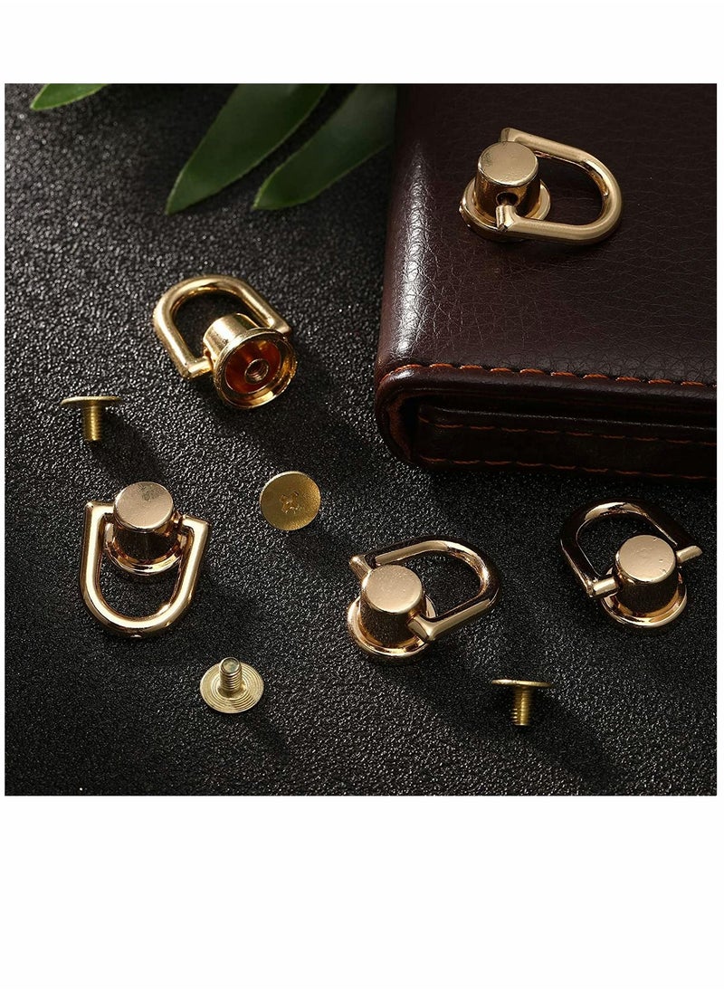 12 Pieces D Ring Stud Screw Ball Post Head Buttons with D Ring and Stud Screw, Metal Ring for Wallet Strap Shoes Decoration and DIY Leather Accessories Pets Crafts (Gold)  - Image 5