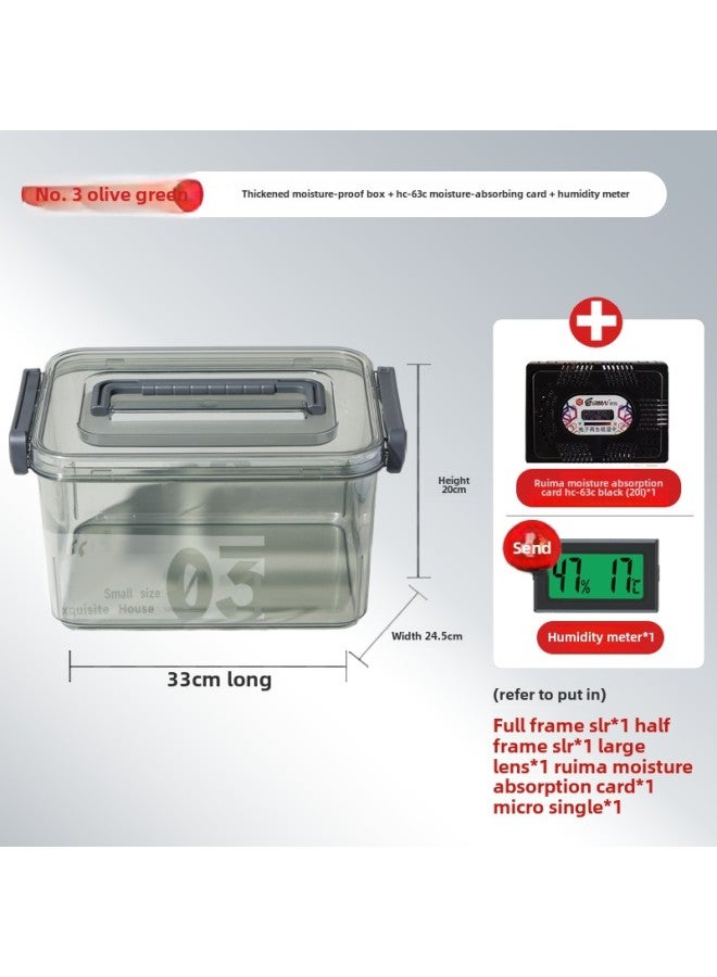 Camera Moisture-proof Box SLR Lens Drying Box Photographic Equipment Electronic Components Tea Collector Sealed Box-Color:No. 3 Olive Green + Hc-63 Moisture Absorption Card (moisture Sending Thermometer/sealing Strip)⚑⚑  - Image 1
