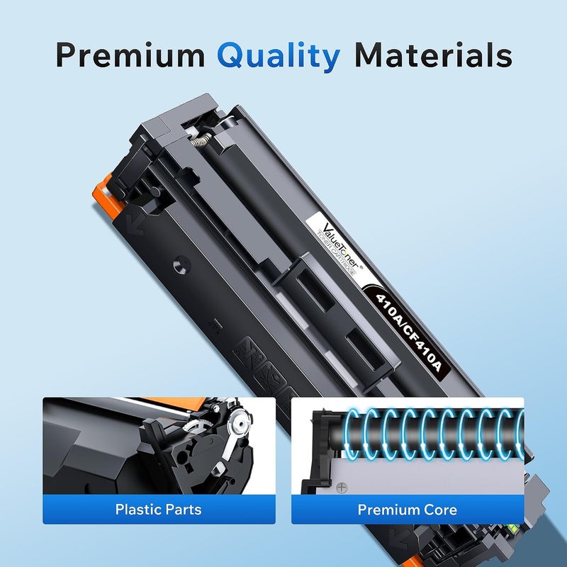 Valuetoner خراطيش حبر متوافقة بديلة لـ HP 410A 410X CF410A CF411A CF412A CF413A لطابعات Color Pro MFP M477fdw M477fnw M477fdn M452dw M452nw M452dn M377dw (1 أسود + 1 سماوي + 1 أرجواني + 1 أصفر) شريحة مطورة - Image 5