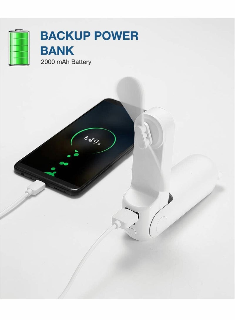 Excefore مروحة محمولة محمولة، مروحة جيب صغيرة 3 في 1، للرياضات المنزلية والسفر في الهواء الطلق، مروحة صغيرة هادئة قابلة لإعادة الشحن للسفر، مع وقت تشغيل 14-21 ساعة، سرعتان، تدفق هواء معزز، مصباح يدوي - Image 3