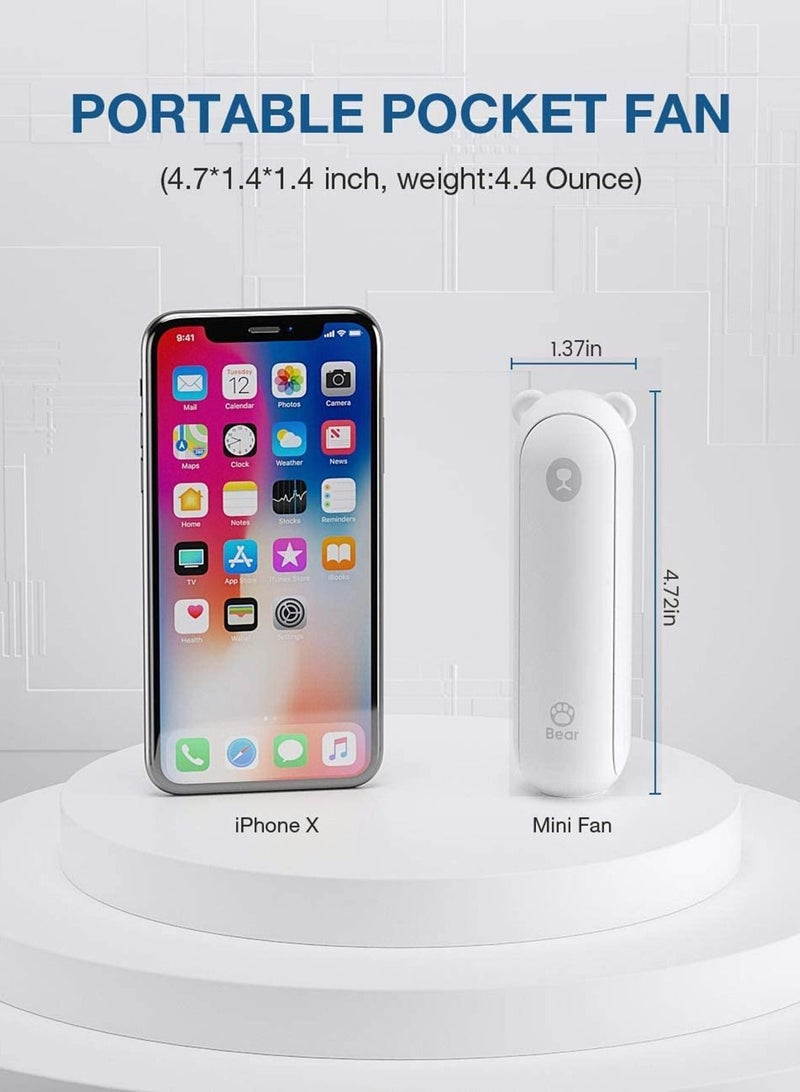 Excefore مروحة محمولة محمولة، مروحة جيب صغيرة 3 في 1، للرياضات المنزلية والسفر في الهواء الطلق، مروحة صغيرة هادئة قابلة لإعادة الشحن للسفر، مع وقت تشغيل 14-21 ساعة، سرعتان، تدفق هواء معزز، مصباح يدوي - Image 4