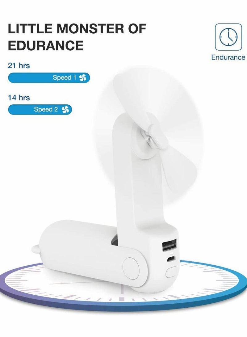 Excefore مروحة محمولة محمولة، مروحة جيب صغيرة 3 في 1، للرياضات المنزلية والسفر في الهواء الطلق، مروحة صغيرة هادئة قابلة لإعادة الشحن للسفر، مع وقت تشغيل 14-21 ساعة، سرعتان، تدفق هواء معزز، مصباح يدوي - Image 5