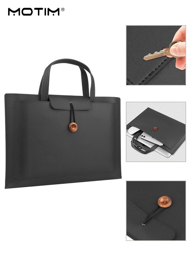 Motim 14 Inch Leather Laptop Bag Compatible with MacBook Air 13 MacBook Pro 13 2021 2020 2019, Laptop Sleeve Bag, Notebook Tablet IPAD Case Computer Business Handbag Protective Briefcase for Work Office - Image 1