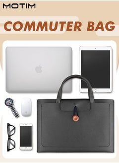 Motim 14 Inch Leather Laptop Bag Compatible with MacBook Air 13 MacBook Pro 13 2021 2020 2019, Laptop Sleeve Bag, Notebook Tablet IPAD Case Computer Business Handbag Protective Briefcase for Work Office  - Image 3