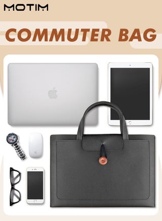 14 Inch Leather Laptop Bag Compatible with MacBook Air 13 MacBook Pro 13 2021 2020 2019, Laptop Sleeve Bag, Notebook Tablet IPAD Case Computer Business Handbag Protective Briefcase for Work Office - view 3