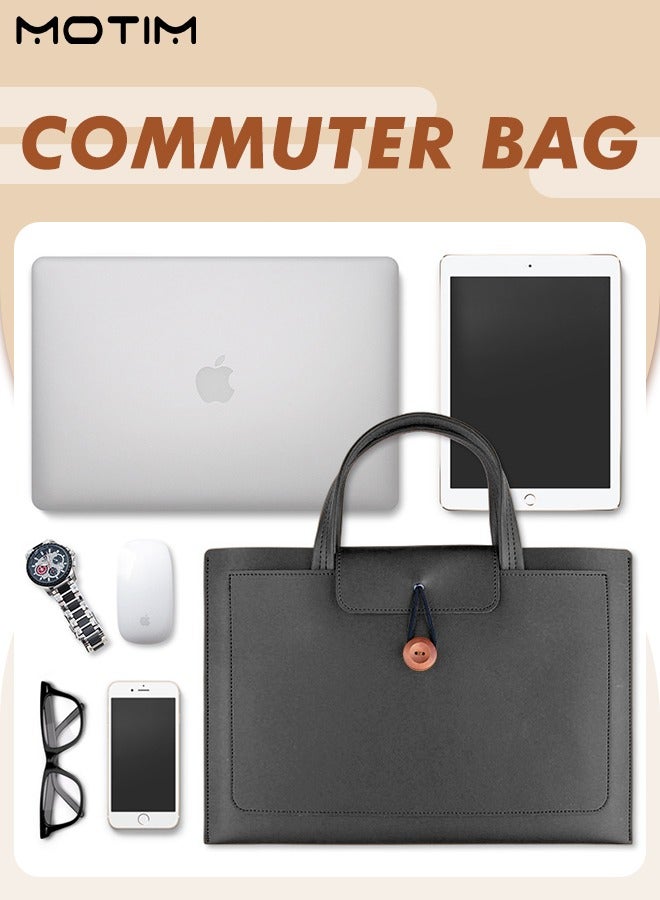 Motim 14 Inch Leather Laptop Bag Compatible with MacBook Air 13 MacBook Pro 13 2021 2020 2019, Laptop Sleeve Bag, Notebook Tablet IPAD Case Computer Business Handbag Protective Briefcase for Work Office - Image 3