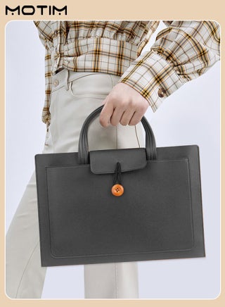 14 Inch Leather Laptop Bag Compatible with MacBook Air 13 MacBook Pro 13 2021 2020 2019, Laptop Sleeve Bag, Notebook Tablet IPAD Case Computer Business Handbag Protective Briefcase for Work Office - view 2