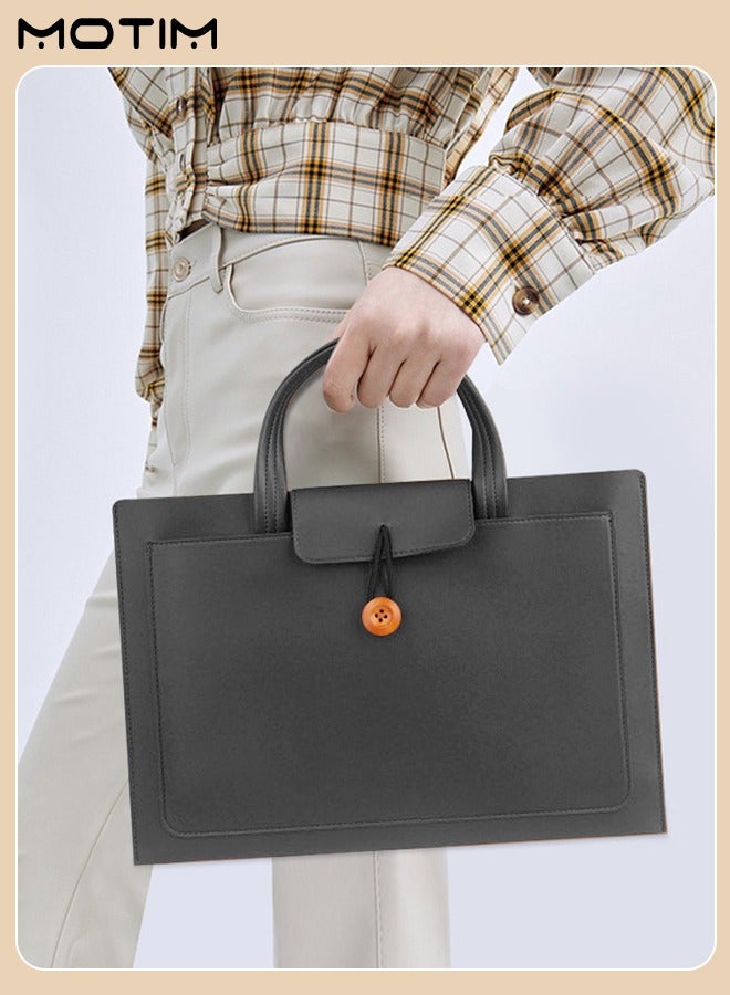 Motim 14 Inch Leather Laptop Bag Compatible with MacBook Air 13 MacBook Pro 13 2021 2020 2019, Laptop Sleeve Bag, Notebook Tablet IPAD Case Computer Business Handbag Protective Briefcase for Work Office - Image 2
