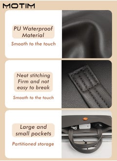 Motim 14 Inch Leather Laptop Bag Compatible with MacBook Air 13 MacBook Pro 13 2021 2020 2019, Laptop Sleeve Bag, Notebook Tablet IPAD Case Computer Business Handbag Protective Briefcase for Work Office  - Image 5