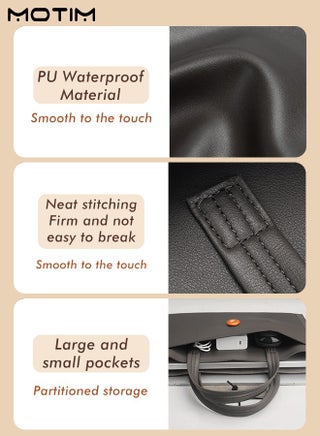 14 Inch Leather Laptop Bag Compatible with MacBook Air 13 MacBook Pro 13 2021 2020 2019, Laptop Sleeve Bag, Notebook Tablet IPAD Case Computer Business Handbag Protective Briefcase for Work Office - view 5