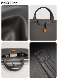 Motim 14 Inch Leather Laptop Bag Compatible with MacBook Air 13 MacBook Pro 13 2021 2020 2019, Laptop Sleeve Bag, Notebook Tablet IPAD Case Computer Business Handbag Protective Briefcase for Work Office  - Image 4