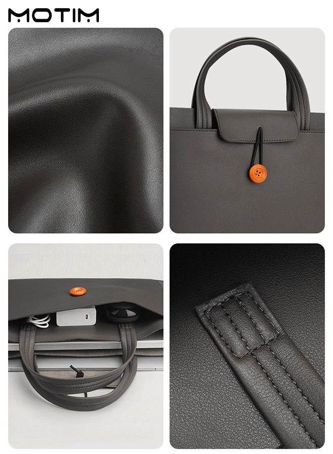 Motim 14 Inch Leather Laptop Bag Compatible with MacBook Air 13 MacBook Pro 13 2021 2020 2019, Laptop Sleeve Bag, Notebook Tablet IPAD Case Computer Business Handbag Protective Briefcase for Work Office - Image 4