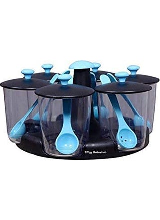 TOPHAVEN 360° Revolving Plastic Multi Purpose Aachar Pickle Container/Chutney/Mukhwas Tray/Masala Tray/Dining Spice Stand (Set of 6 Jar with Lid, 6 Spoon, 1 Tray, Multi Color) - pzsku/Z918BFFF30FC131111C81Z/45/1743593925/2e5aa87e-a232-4f20-885d-4c601098f591