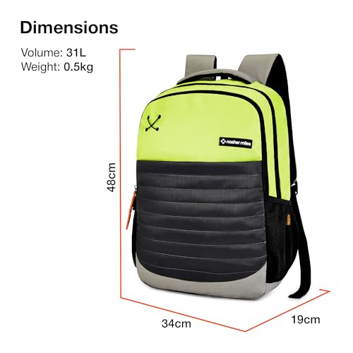 Nasher Miles Coding 2 Compartment Laptop Backpack 31 Liters Polyester with Raincover| Front Organiser Ideal for College, School Bags for Boys & Girls (Green Black) - Image 5