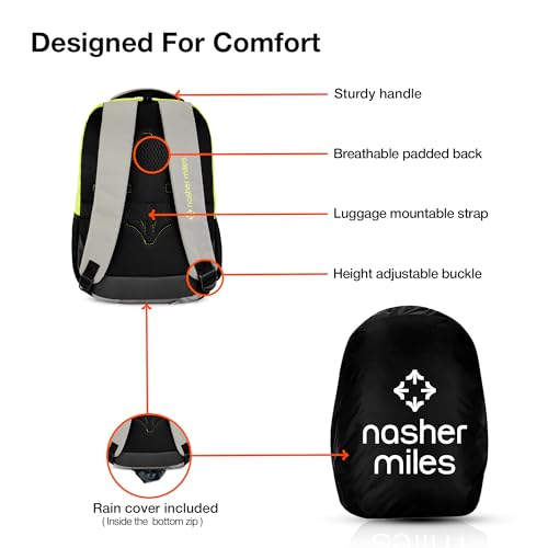 Nasher Miles Coding 2 Compartment Laptop Backpack 31 Liters Polyester with Raincover| Front Organiser Ideal for College, School Bags for Boys & Girls (Green Black) - Image 4