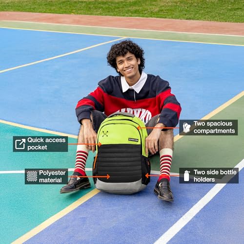 Nasher Miles Coding 2 Compartment Laptop Backpack 31 Liters Polyester with Raincover| Front Organiser Ideal for College, School Bags for Boys & Girls (Green Black) - Image 2