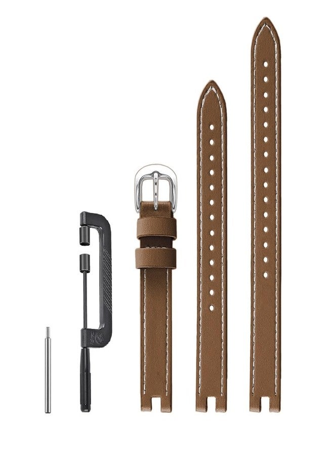 C2D JOY Leather Straps Compatible with Garmin Lily Bands Smartwatch Replacement Watchband for Women Classic Style Accessory with Unique Screwdriver (Brown) - Image 1