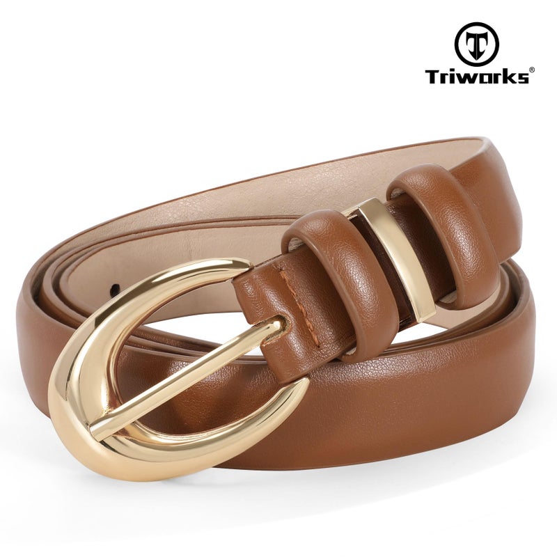 TRIWORKS 3 Pack Women Leather Belt for Jeans Pants Fashion Ladies Faux Leather Belt with Gold Buckle - Image 5