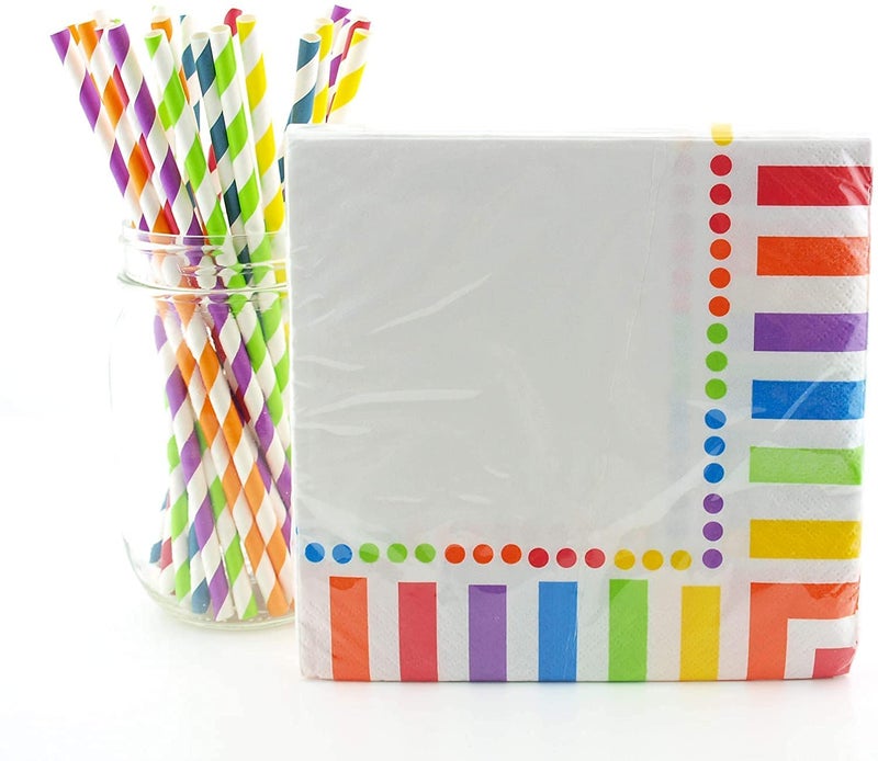 Unique Rainbow Birthday Luncheon Napkins - 16 Count, Elegant & Vibrant Design, Premium Paper Napkins For Parties & Events - Image 2