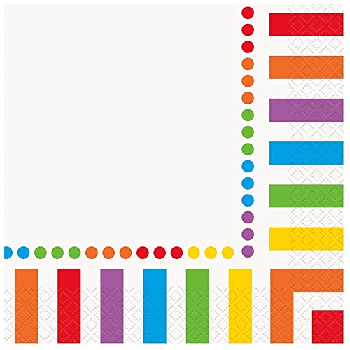 Unique Rainbow Birthday Luncheon Napkins - 16 Count, Elegant & Vibrant Design, Premium Paper Napkins For Parties & Events - Image 1