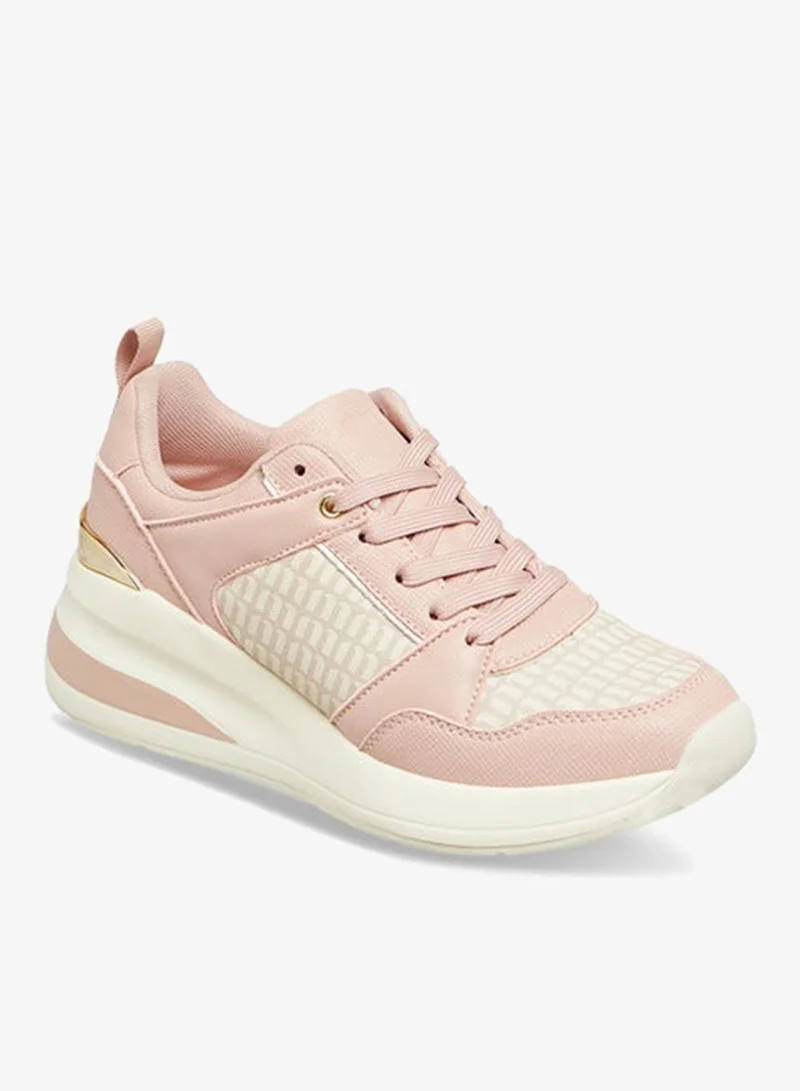 MISSY Women Monogram Print Sneakers with Lace-Up Closure