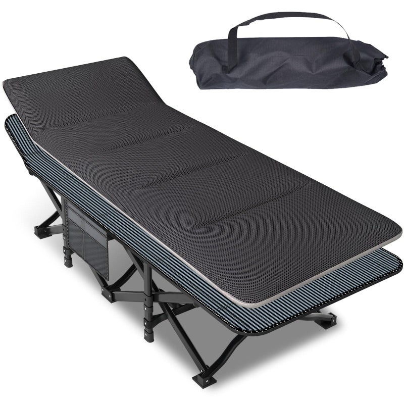 Mopaicot Camping Cot for Adults, Folding Bed with Comfortable Cushion, Tent Portable Sleeping Bed with Carry Bag for Camp, Office Use, Outdoor, Traveling Supports 450 lbs - Image 1