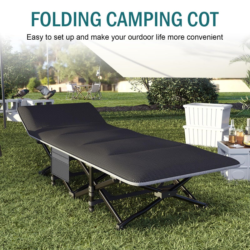 Mopaicot Camping Cot for Adults, Folding Bed with Comfortable Cushion, Tent Portable Sleeping Bed with Carry Bag for Camp, Office Use, Outdoor, Traveling Supports 450 lbs - Image 2