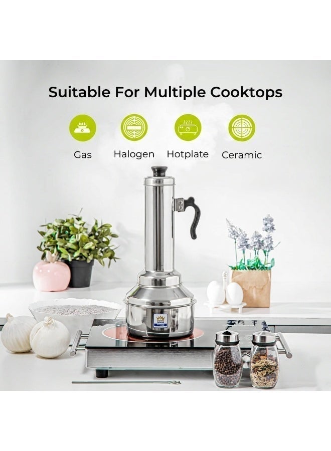 MELRICH Premium Stainless Steel Puttu Maker Puttu Kutti Set. Durable Mirror Finish Steamer with Pot & Holed Base. Rust-Resistant Traditional South Indian Breakfast Maker. Induction & Gas Stove Compatible - Image 5
