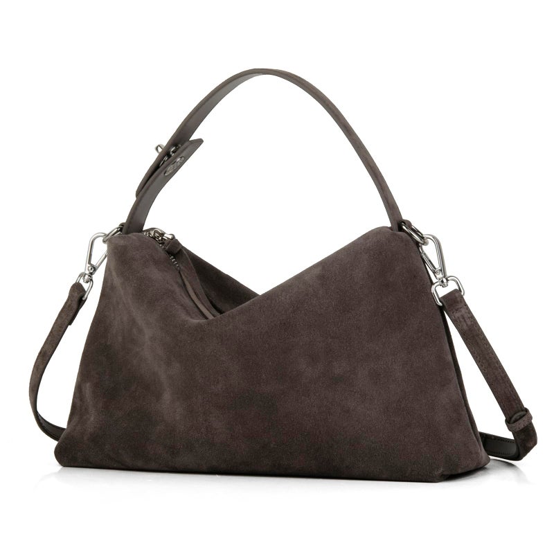 DONNAIN Premium Suede Leather Crossbody Bags for Women, Slouchy Suede Shoulder Bag with Adjustable Strap and Tote Handbag (New Taupe) - Image 1