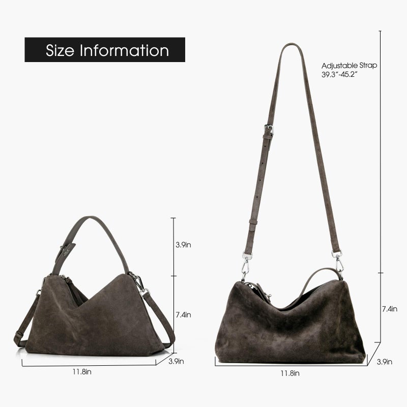 DONNAIN Premium Suede Leather Crossbody Bags for Women, Slouchy Suede Shoulder Bag with Adjustable Strap and Tote Handbag (New Taupe) - Image 3