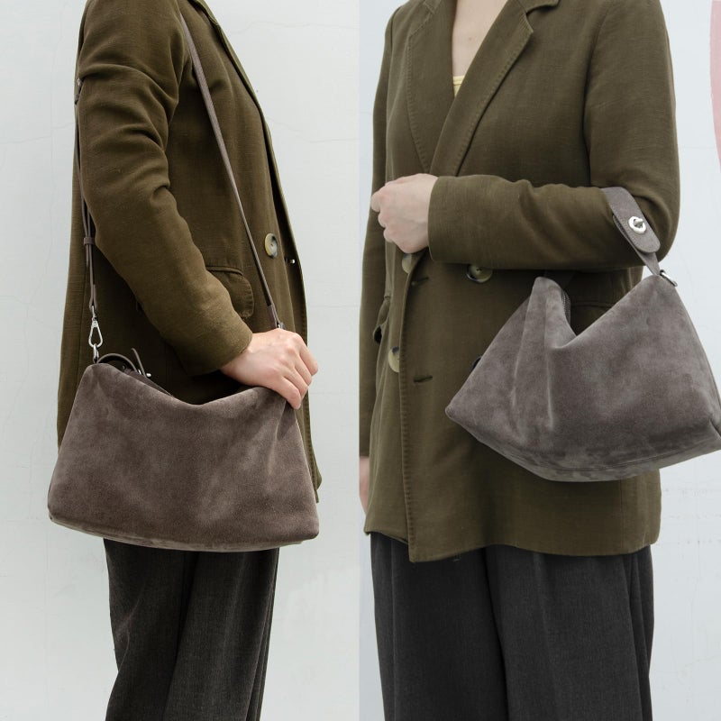 DONNAIN Premium Suede Leather Crossbody Bags for Women, Slouchy Suede Shoulder Bag with Adjustable Strap and Tote Handbag (New Taupe) - Image 2