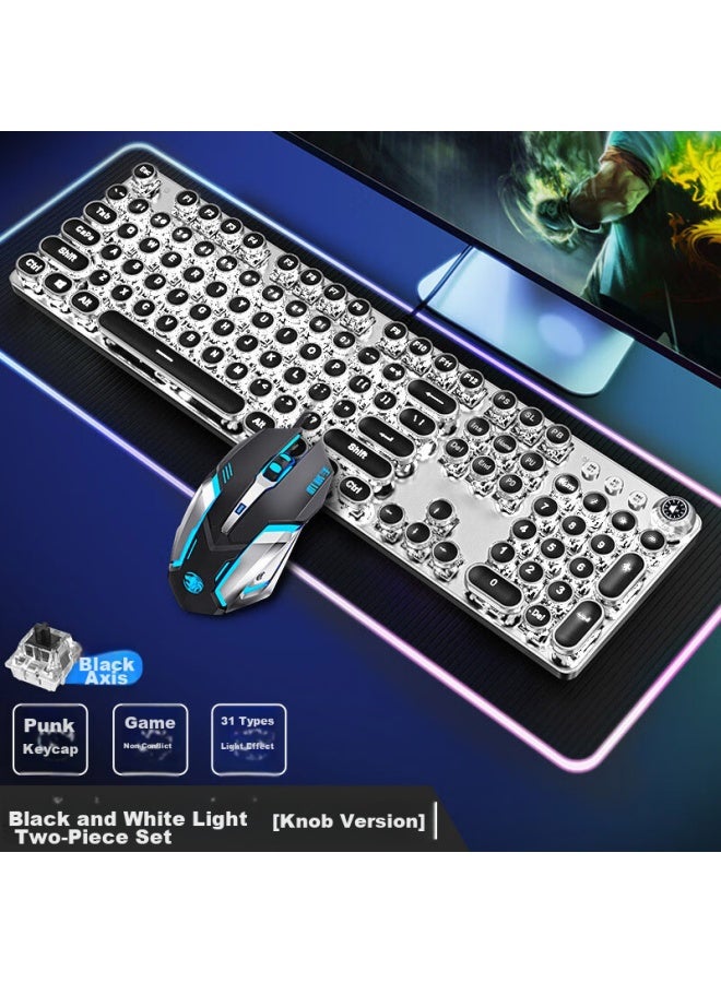 Eweadn Tk100 Punk Mechanical Keyboard And Mouse Set, Wired Gaming Keyboard And Mouse For Pc And Laptop, Office Typing, Retro Accessories, Pubg - Image 1