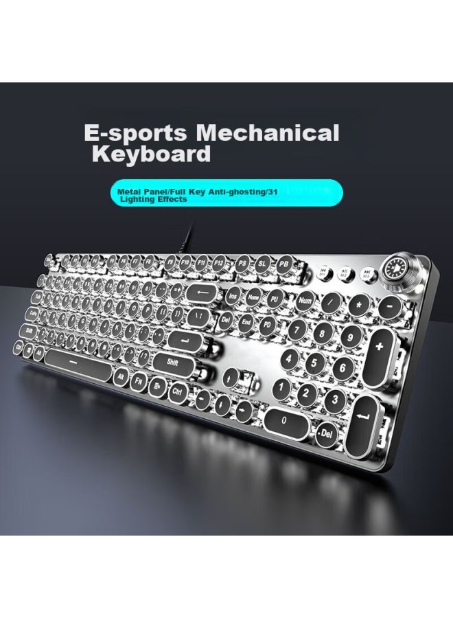 Eweadn Tk100 Punk Mechanical Keyboard And Mouse Set, Wired Gaming Keyboard And Mouse For Pc And Laptop, Office Typing, Retro Accessories, Pubg - Image 2
