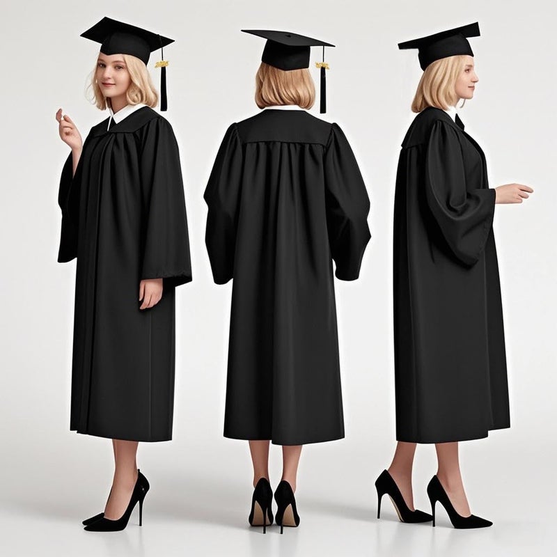 GradPlaza قبعة وتاج تخرج غير لامع من GradPlaza 2025 و 2026 للمدارس الثانوية والكليات - قبعة وتاج سوداء مقاس 48 - Image 2