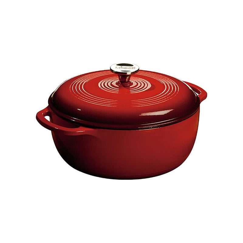 Lodge Cast Iron Dutch Oven Red Enamel 6 Quart EC6D43