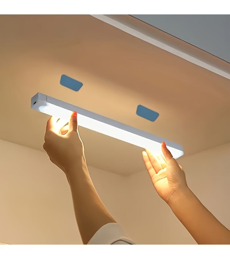 Warm Light Motion Sensor Under Cabinet LED Light USB Rechargeable Magnetic Strip 20cm - Image 1