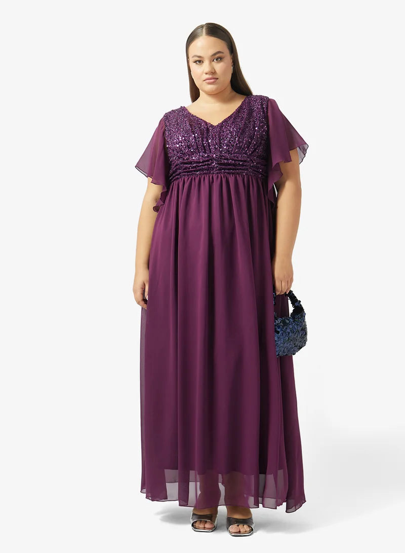 Ella Plus  Plus Size Shimmer Bodice A-line Dress for Women | Best Price UAE